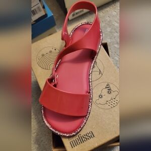 Mini Melissa - Red Glitter Sandals